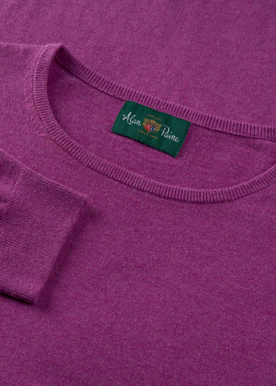 Men's Cotton Cashmere Crew Neck Jumper in Purple