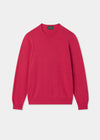 Men's Cotton Cashmere Crew Neck Jumper in Raspberry Red