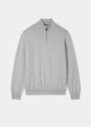 Men's Cotton Cashmere Quarter Zip Jumper in Light Grey