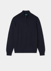 Men's Cotton Cashmere Quarter Zip Jumper in Navy