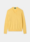 Men's Cotton Cashmere Vee Neck Jumper in Yellow