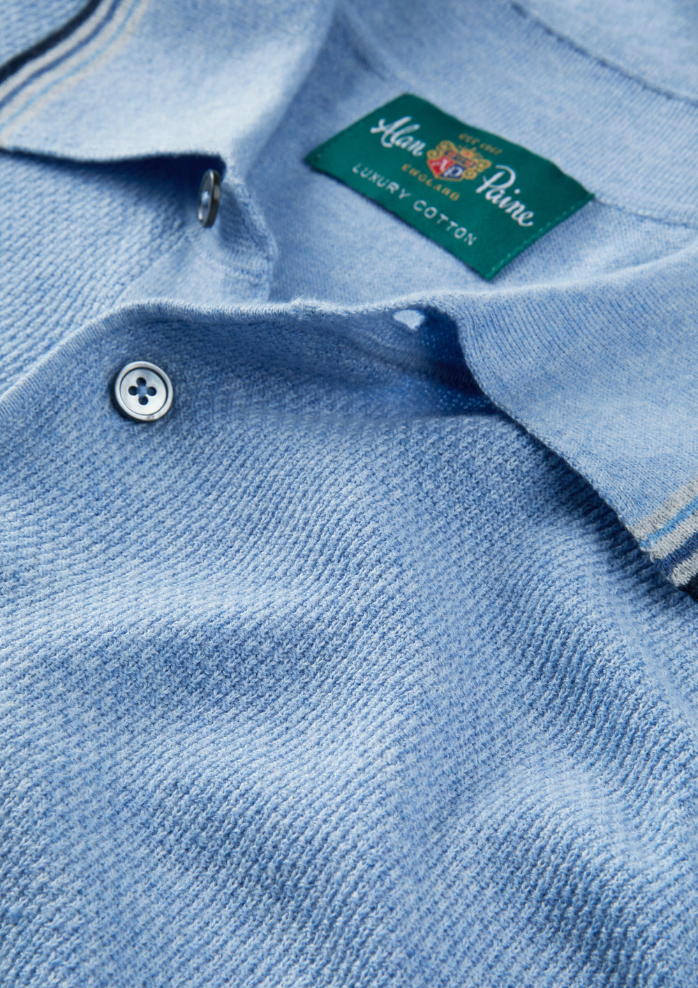 Men's Cotton Cashmere Polo Shirt in Light Blue
