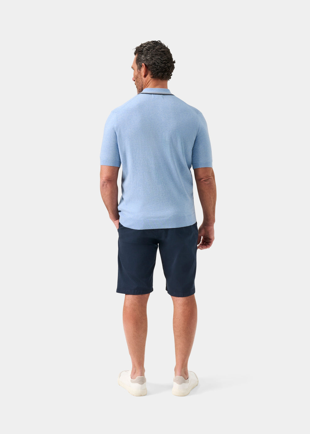 Men's Cotton Cashmere Polo Shirt in Light Blue