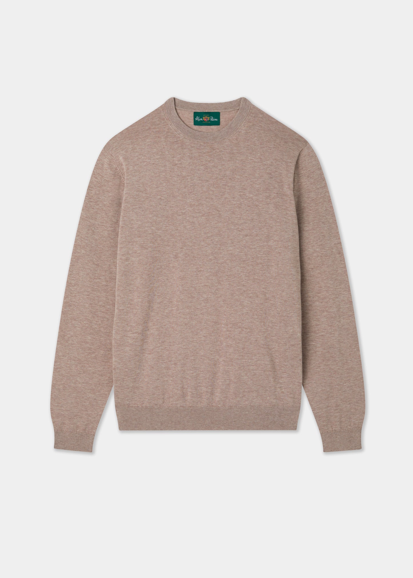 Men's Cotton Crew Neck Jumper in Brown