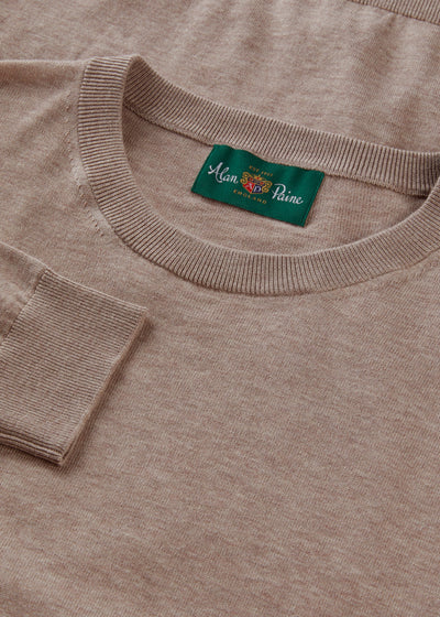 Men's Cotton Crew Neck Jumper in Brown