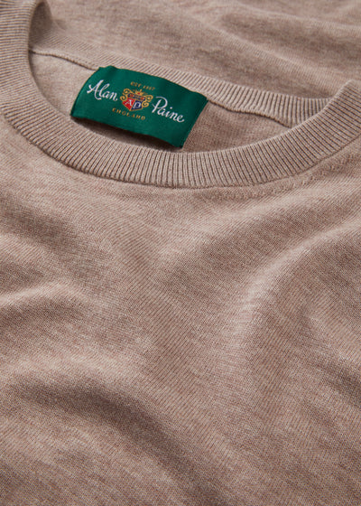 Men's Cotton Crew Neck Jumper in Brown