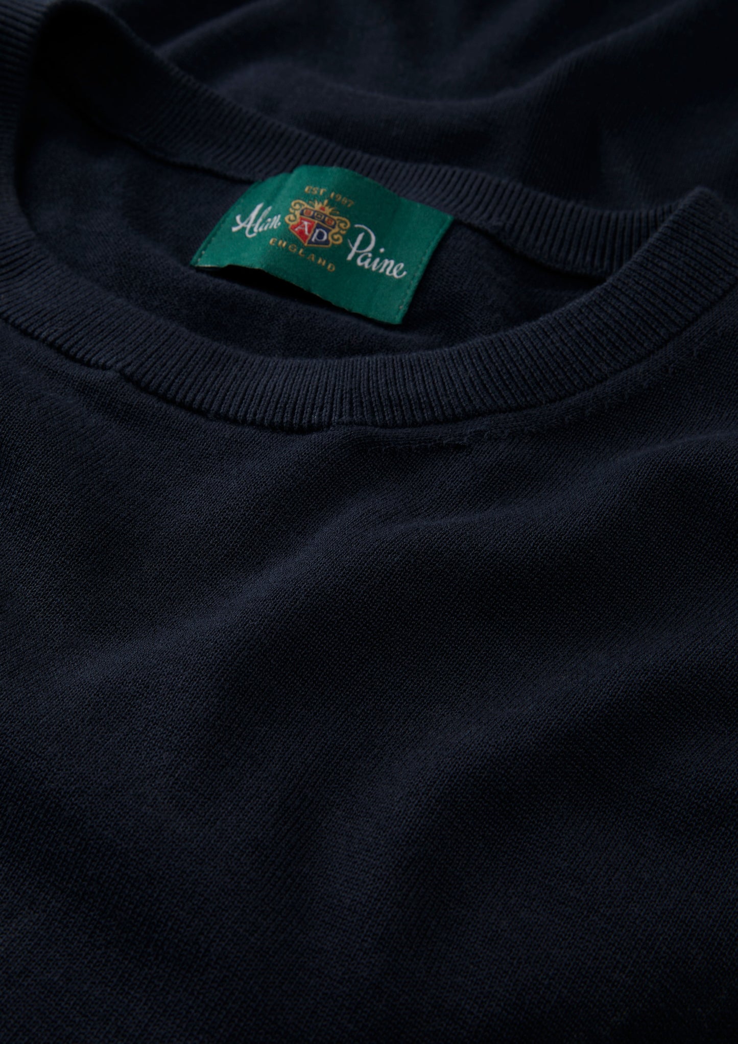 Men's Cotton Crew Neck Jumper in Dark Navy