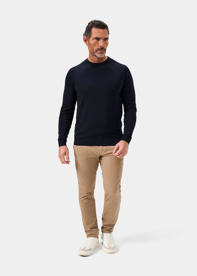 Men's Cotton Crew Neck Jumper in Dark Navy