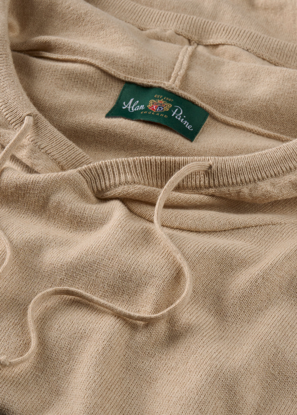 Mens Cotton Merino Hoodie Jumper in Beige
