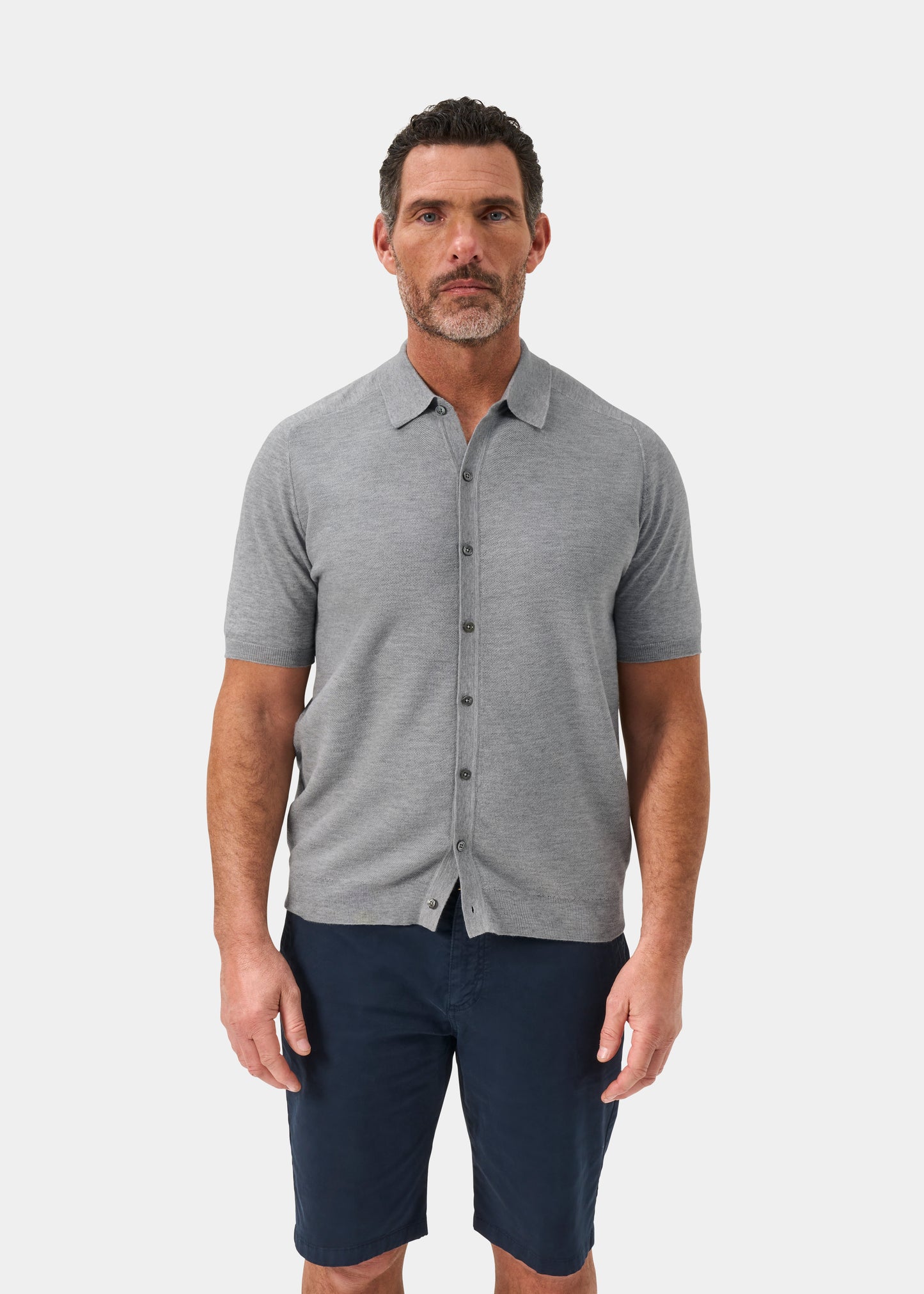 Men's Cotton Merino Shirt in Light Grey