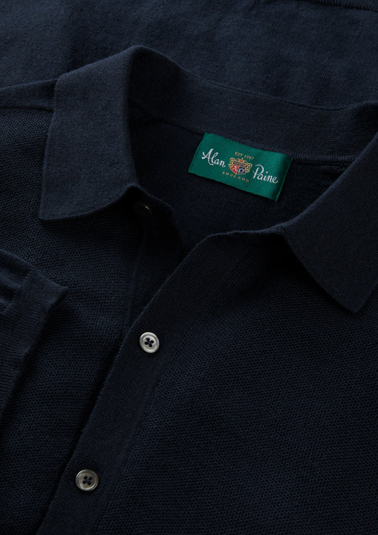 Men's Cotton Merino Shirt in Navy