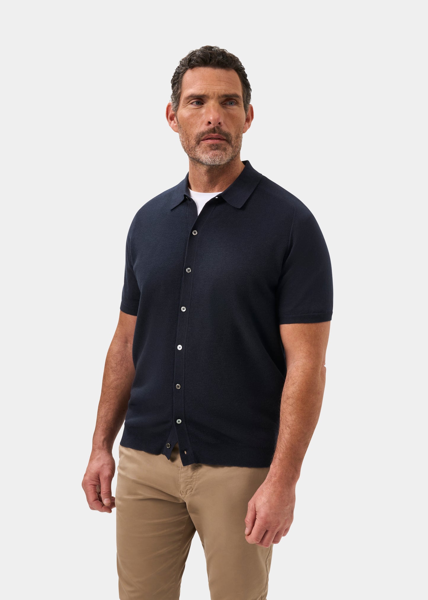 Men's Cotton Merino Shirt in Navy