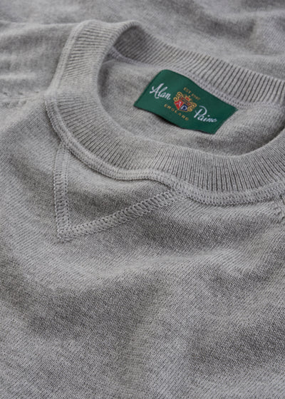 Men's Cotton Merino Crew Neck Sweatshirt Jumper in Light Grey