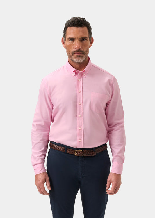 Men's Oxford Cotton Long Sleeve Shirt in Pink