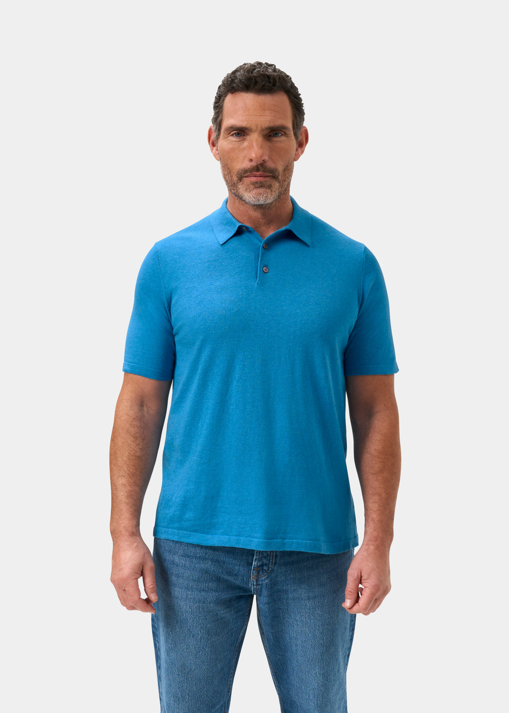 Men's Cotton Polo Shirt in Bright Blue