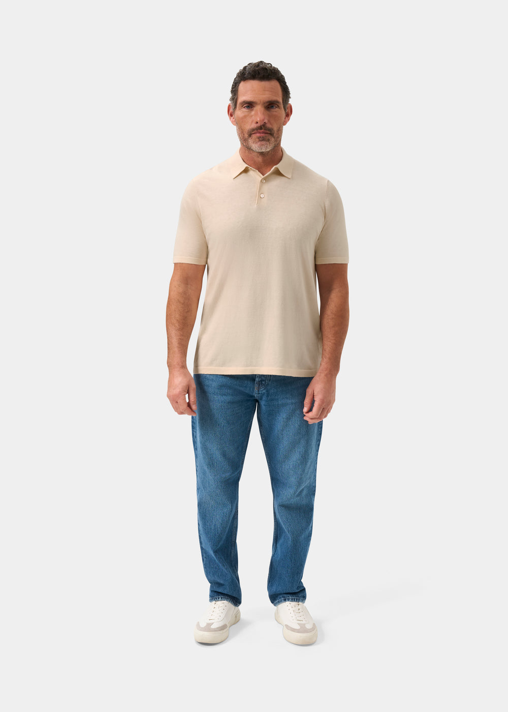 Men's Cotton Polo Shirt in Cream