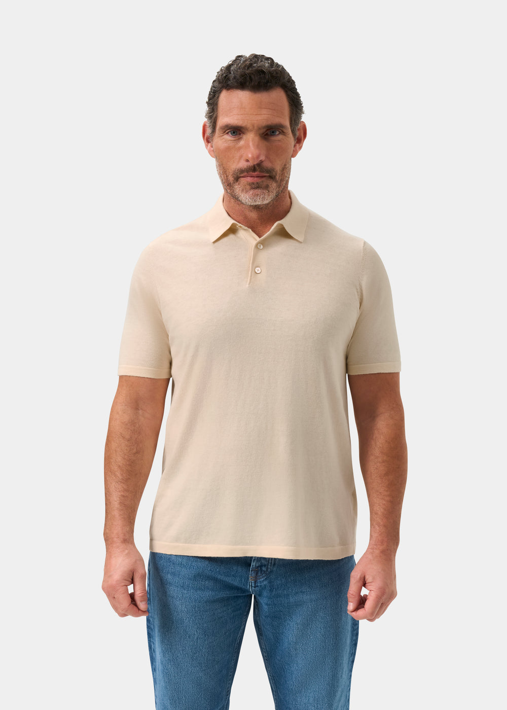 Men's Cotton Polo Shirt in Cream