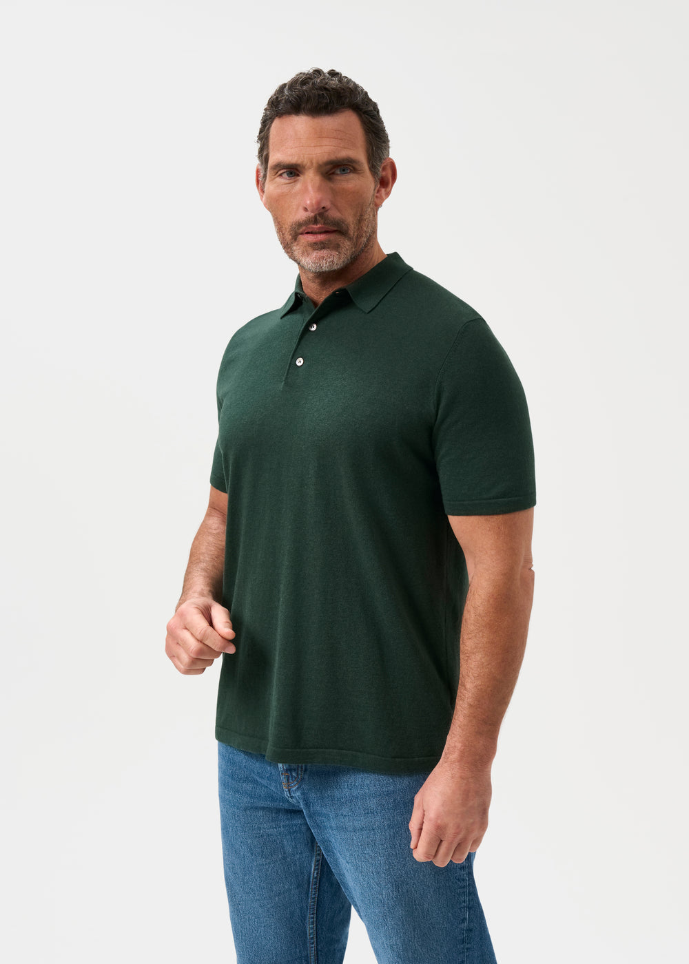 Men's Cotton Polo Shirt in Dark Green
