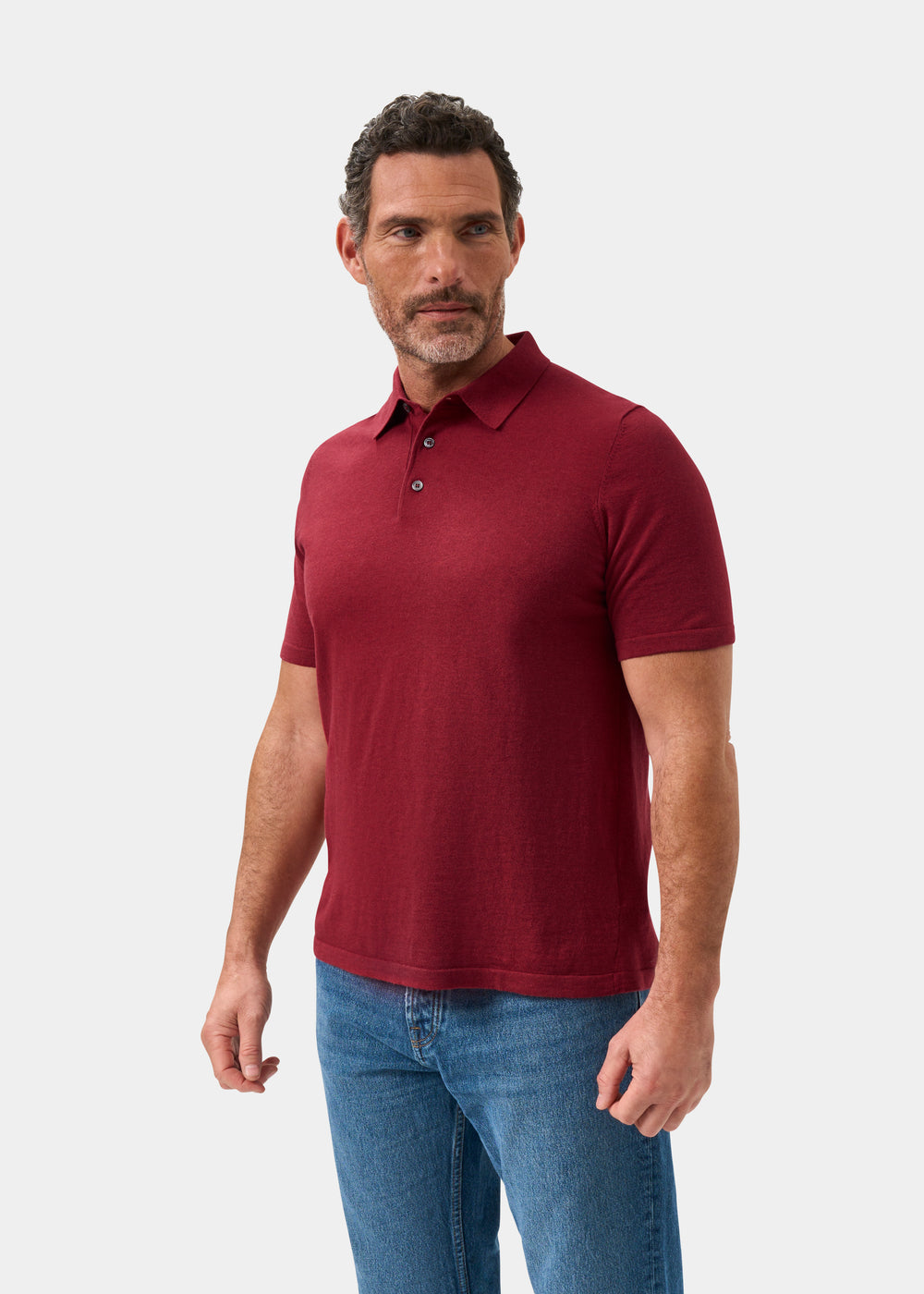 Men's Cotton Polo Shirt in Dark Red