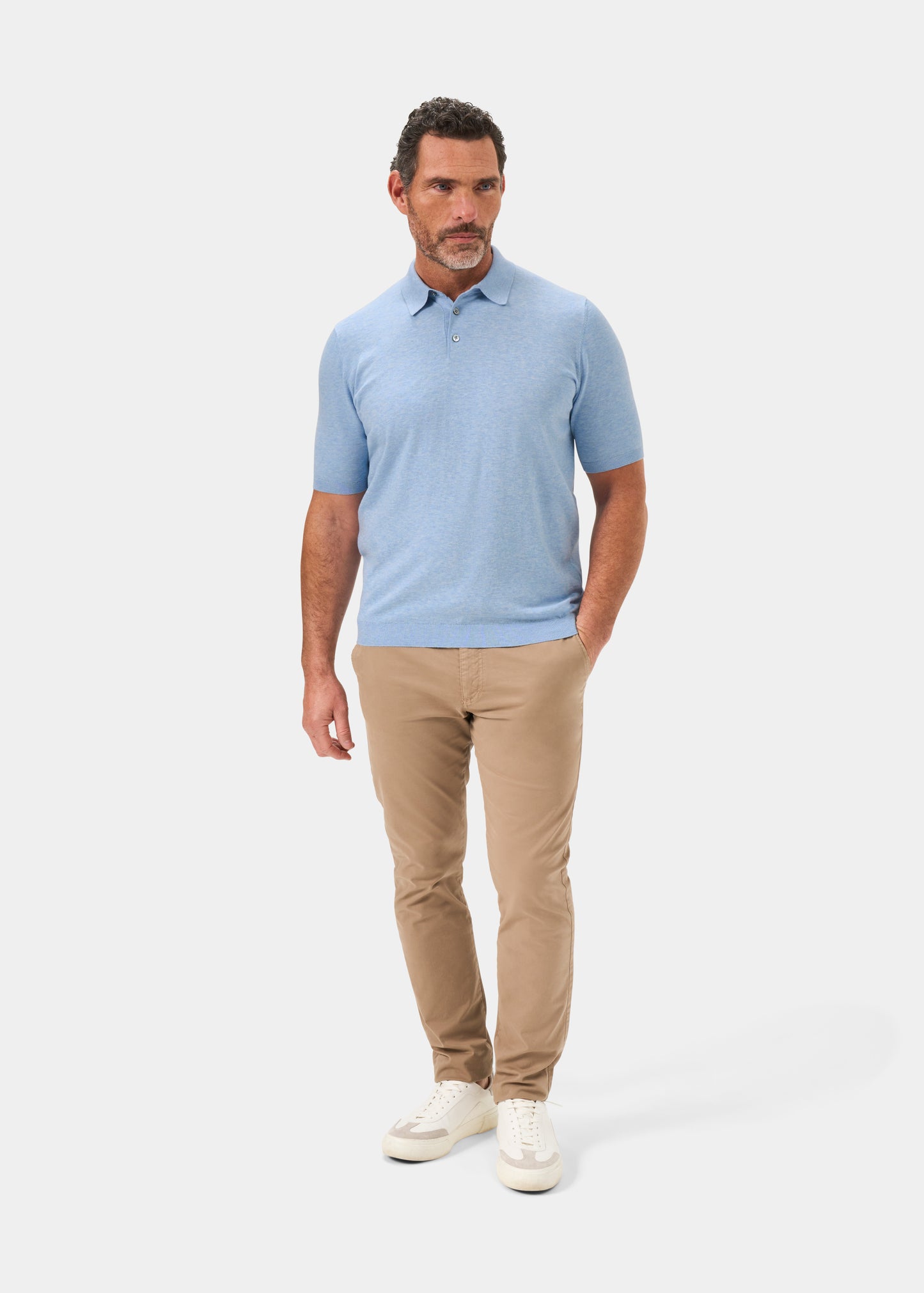 Men's Cotton Polo Shirt in Light Blue