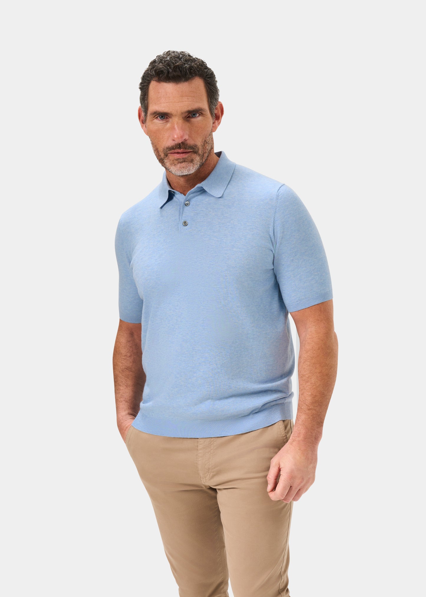 Men's Cotton Polo Shirt in Light Blue
