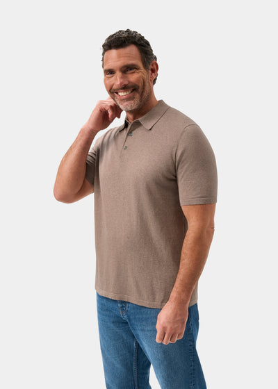 Men's Cotton Polo Shirt in Light Brown