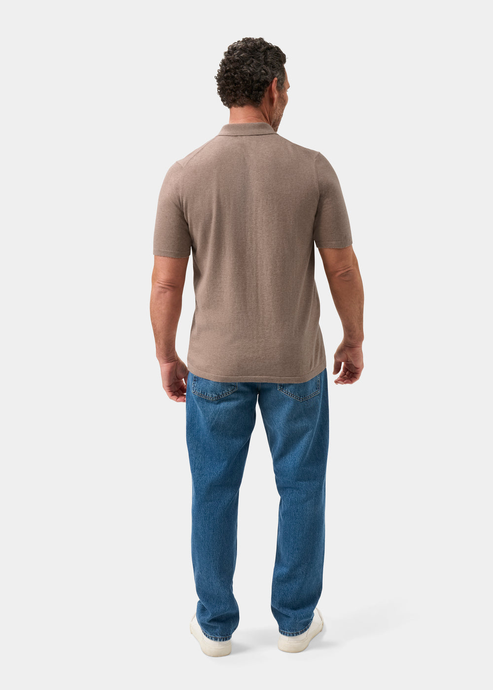 Men's Cotton Polo Shirt in Light Brown