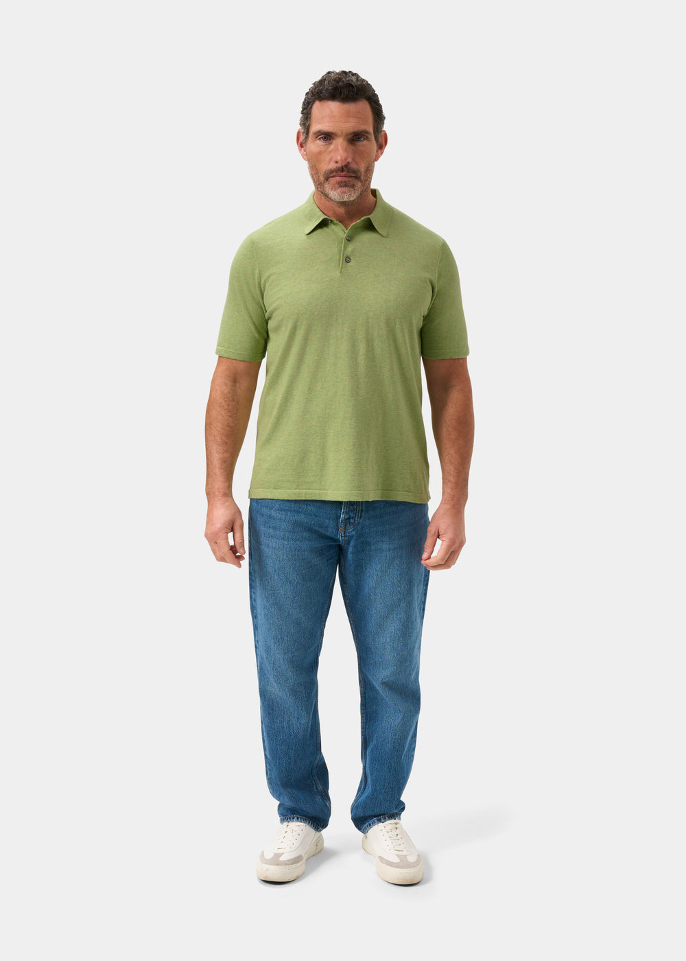 Men's Cotton Polo Shirt in Light Green