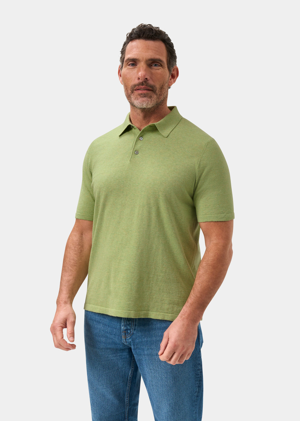 Men's Cotton Polo Shirt in Light Green