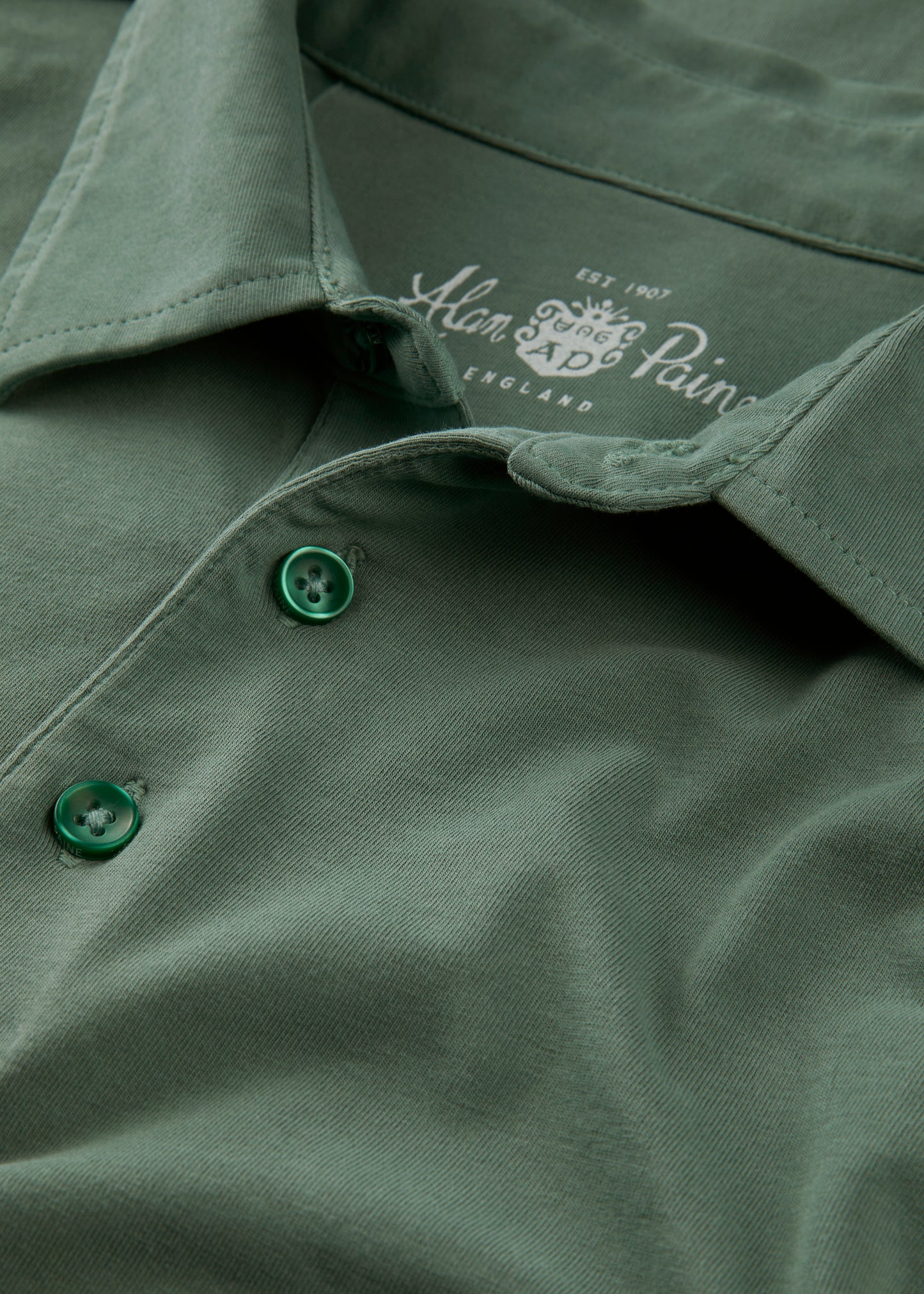 Men's Cotton Long Sleeve Polo Shirt in Green