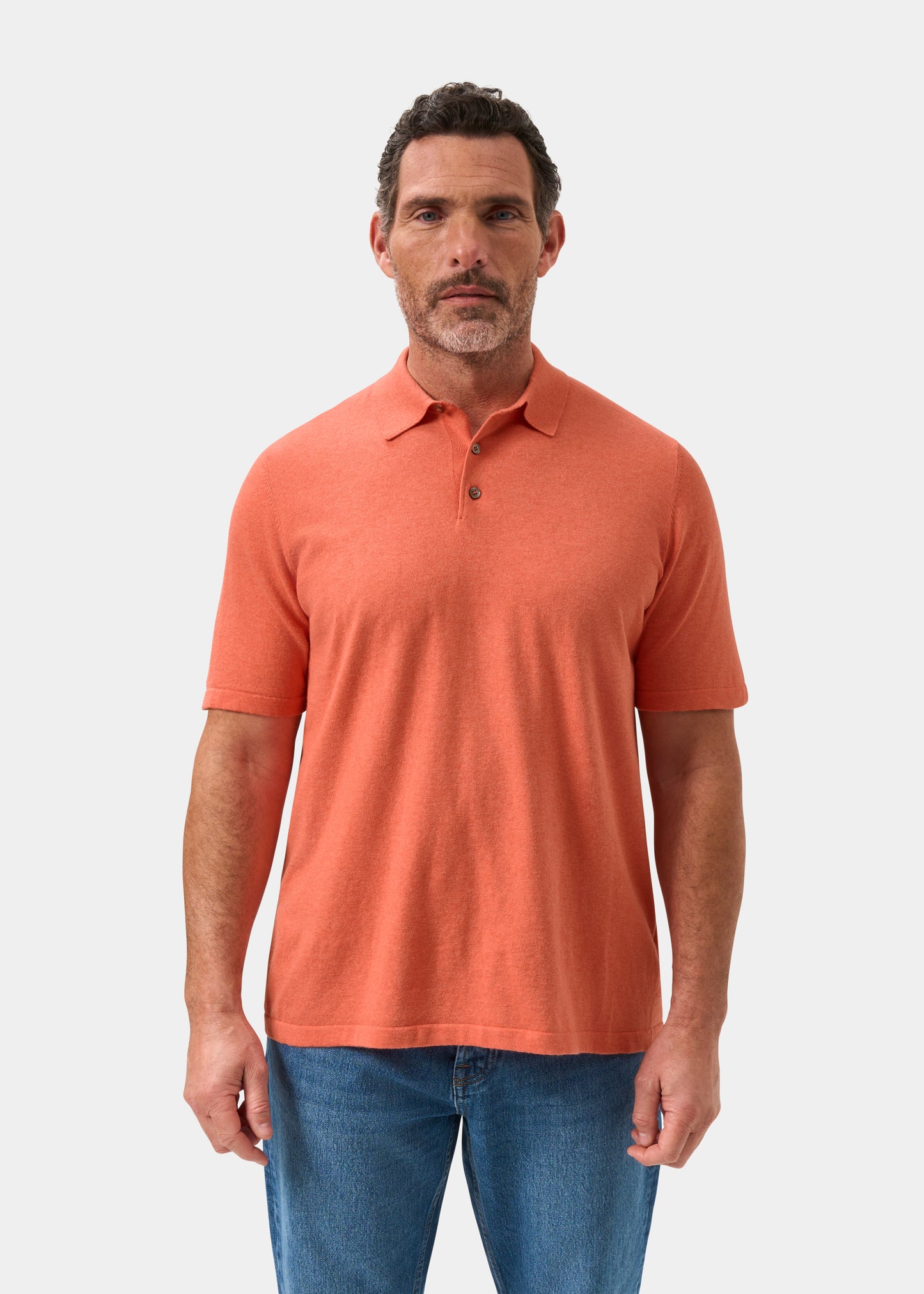 Men's Cotton Polo Shirt in Coral