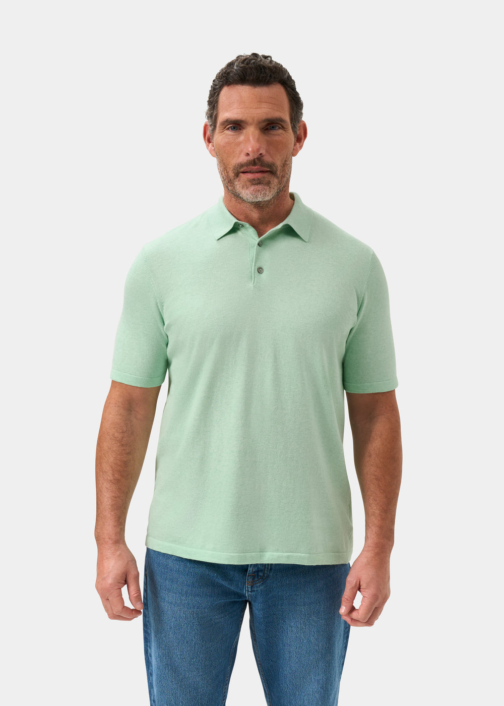 Men's Cotton Polo Shirt in Pale Green