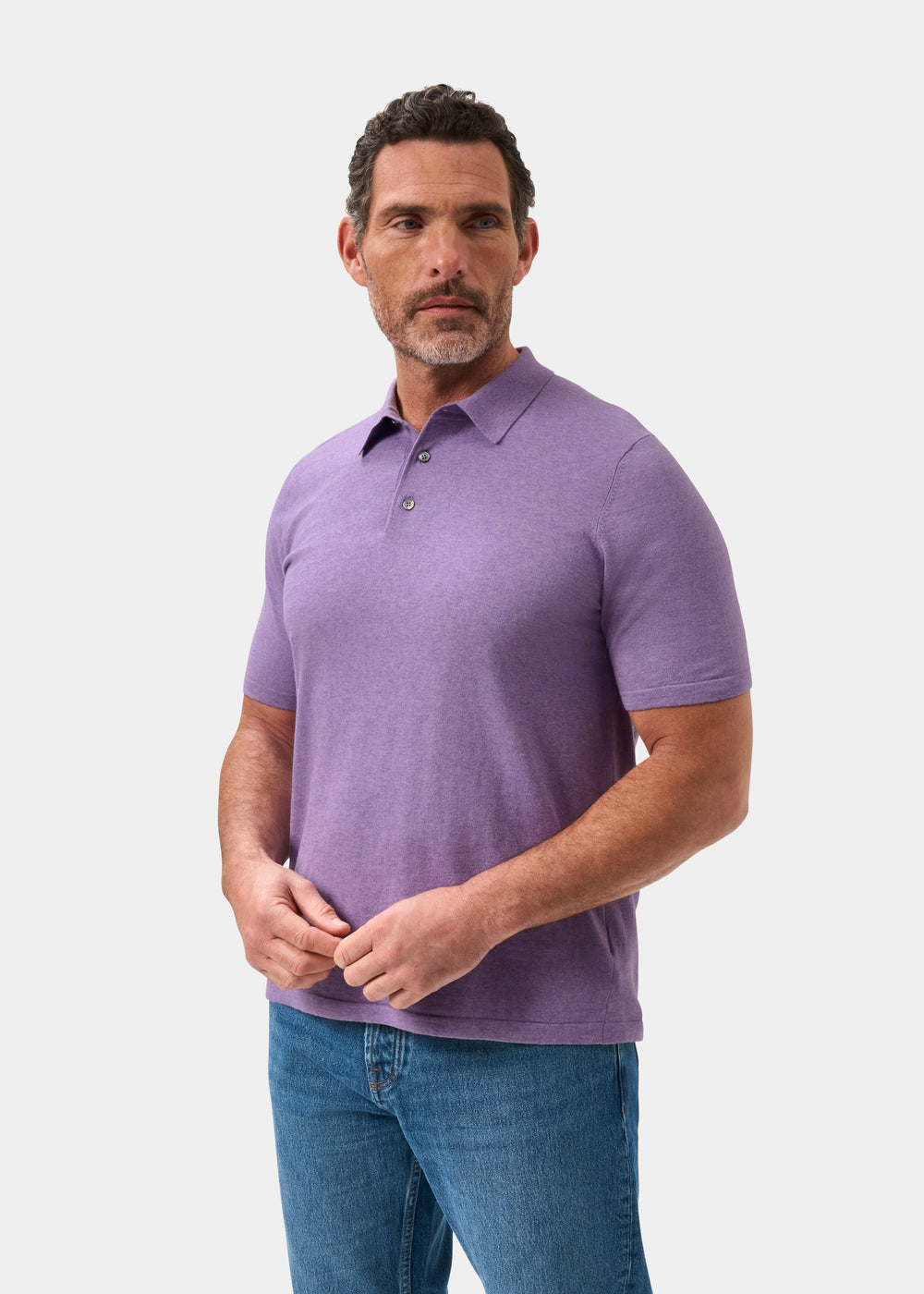 Men's Cotton Polo Shirt in Pale Purple