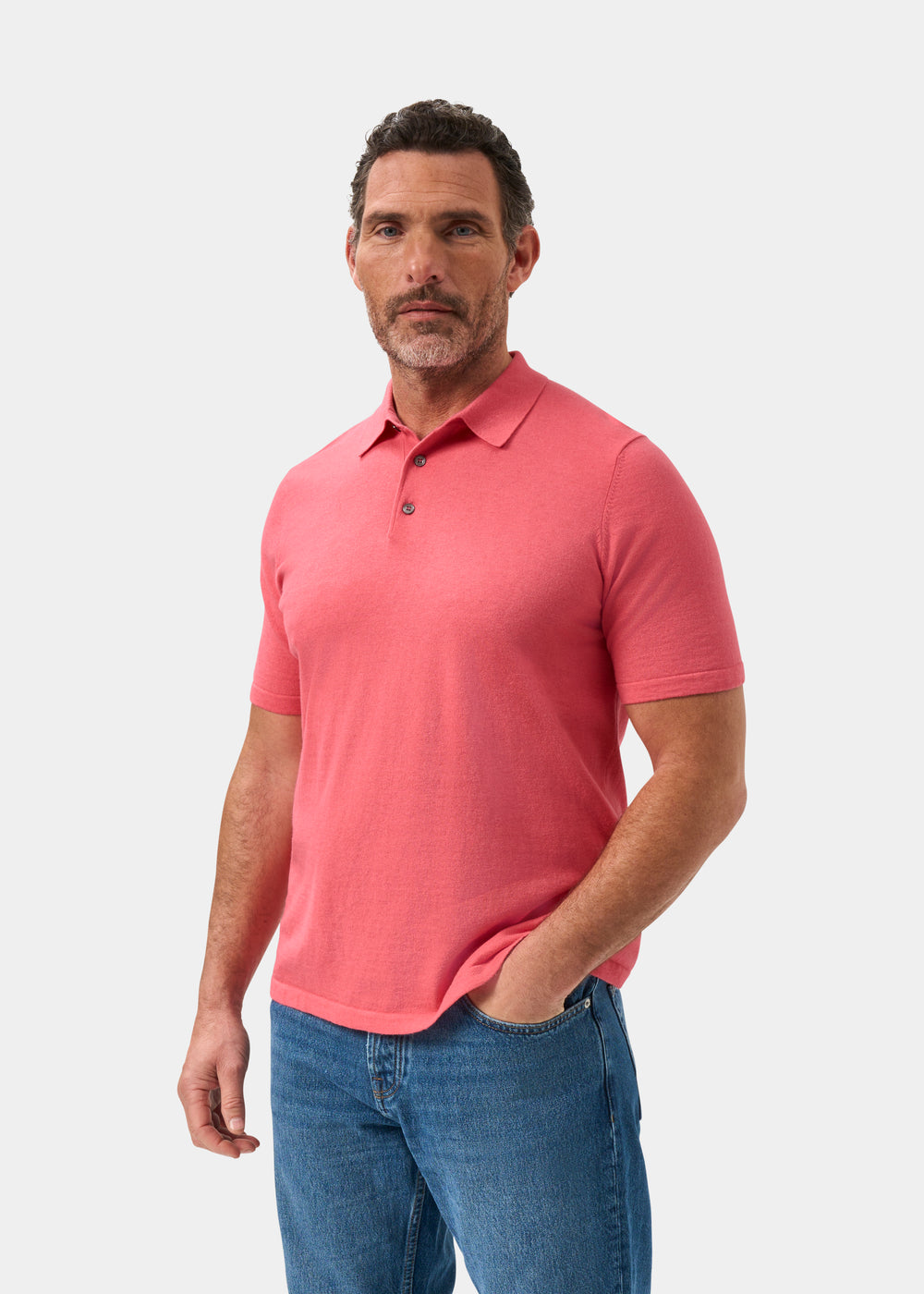 Men's Cotton Polo Shirt in Pink