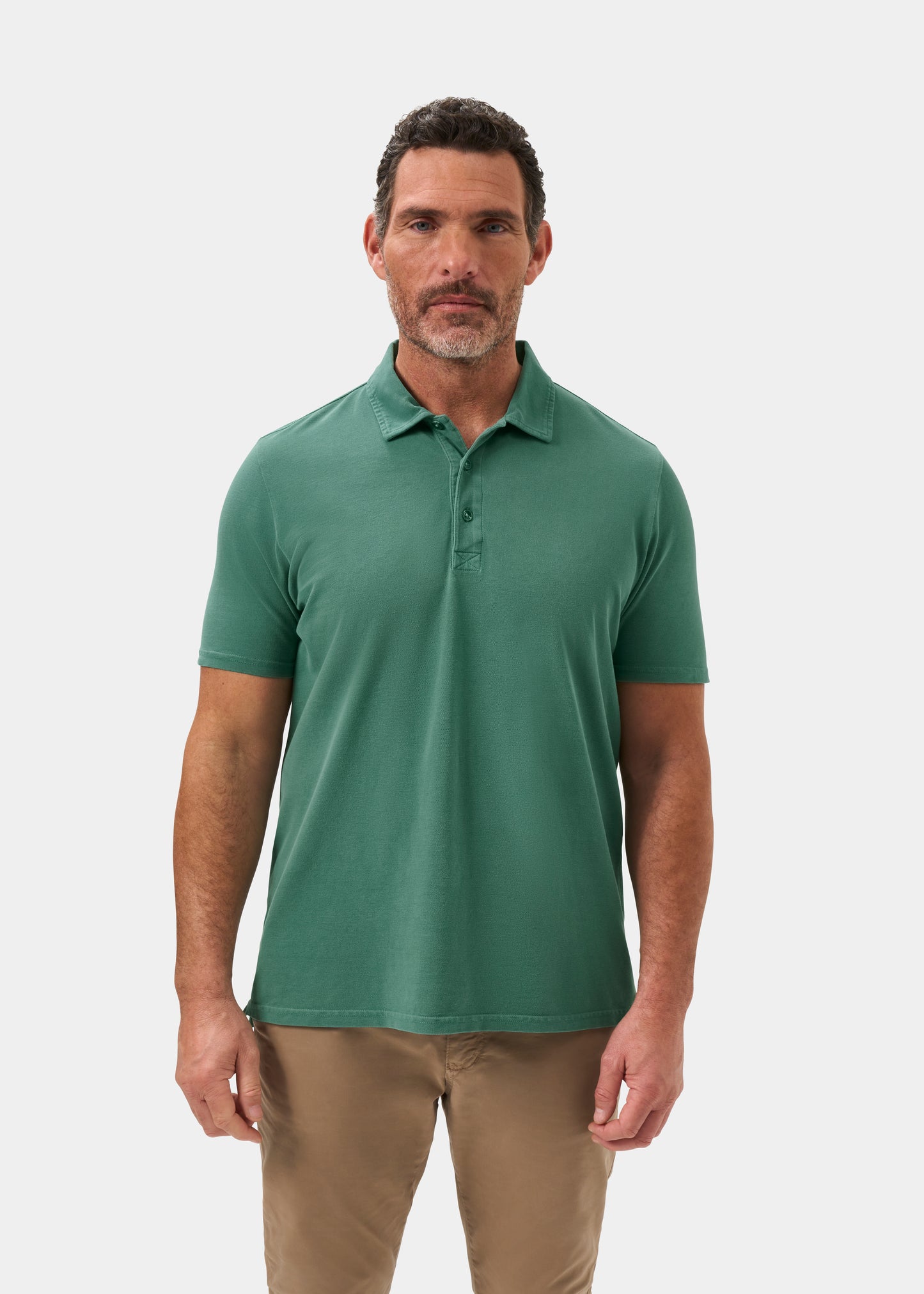 Men's Pique Cotton Polo Shirt in Green