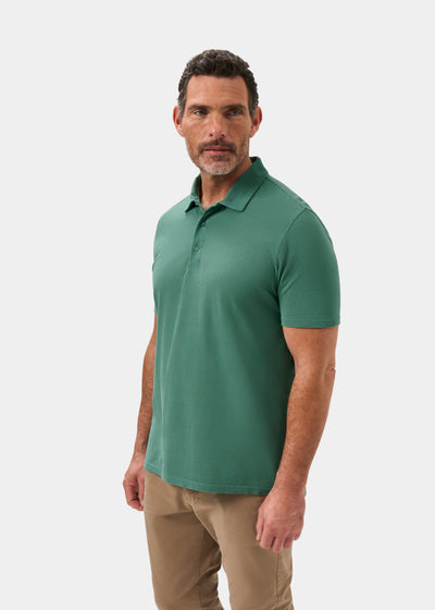 Men's Pique Cotton Polo Shirt in Green