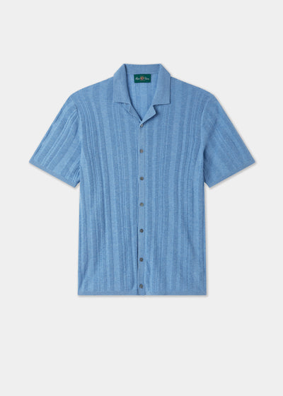 Men's Cotton Revere Collar Shirt in Blue