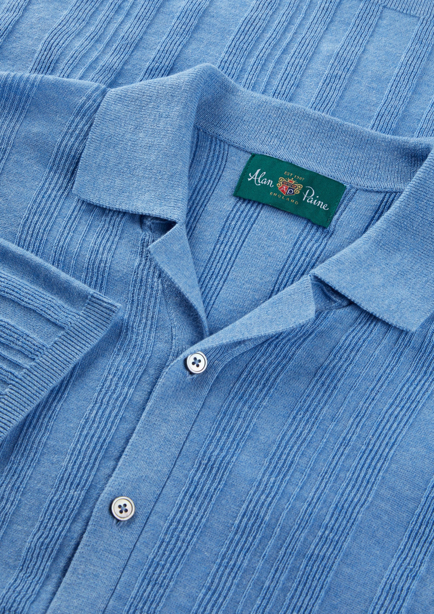 Men's Cotton Revere Collar Shirt in Blue