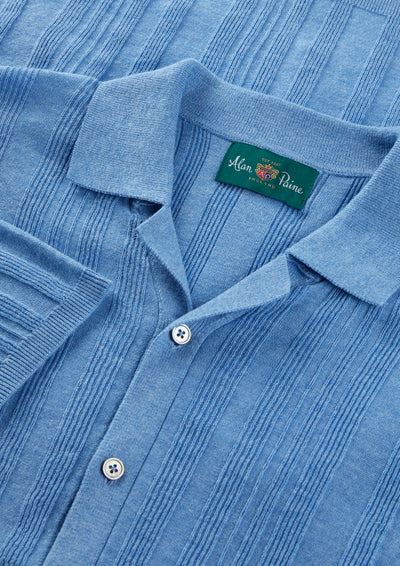 Men's Cotton Revere Collar Shirt in Blue