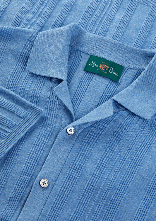 Men's Cotton Revere Collar Shirt in Blue