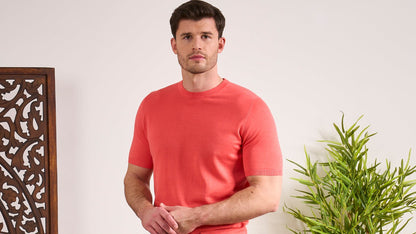 Mens Cotton T Shirt in Coral