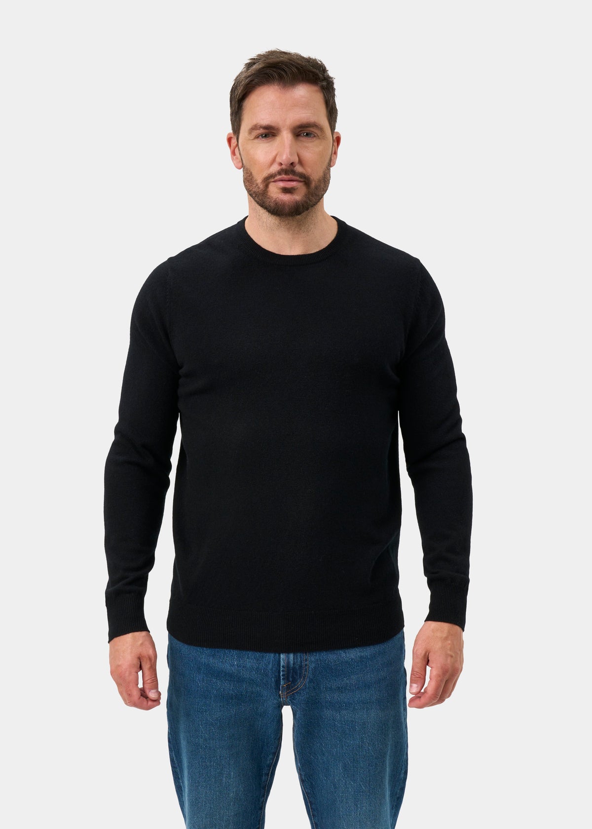 Brisbane Geelong Wool Crew Neck Jumper In Black - Regular Fit