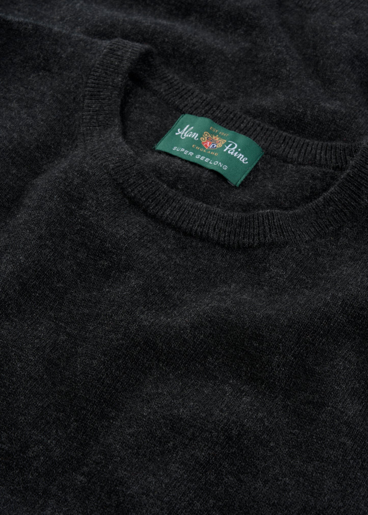 Men's Geelong Wool Crew Neck Jumper in Charcoal