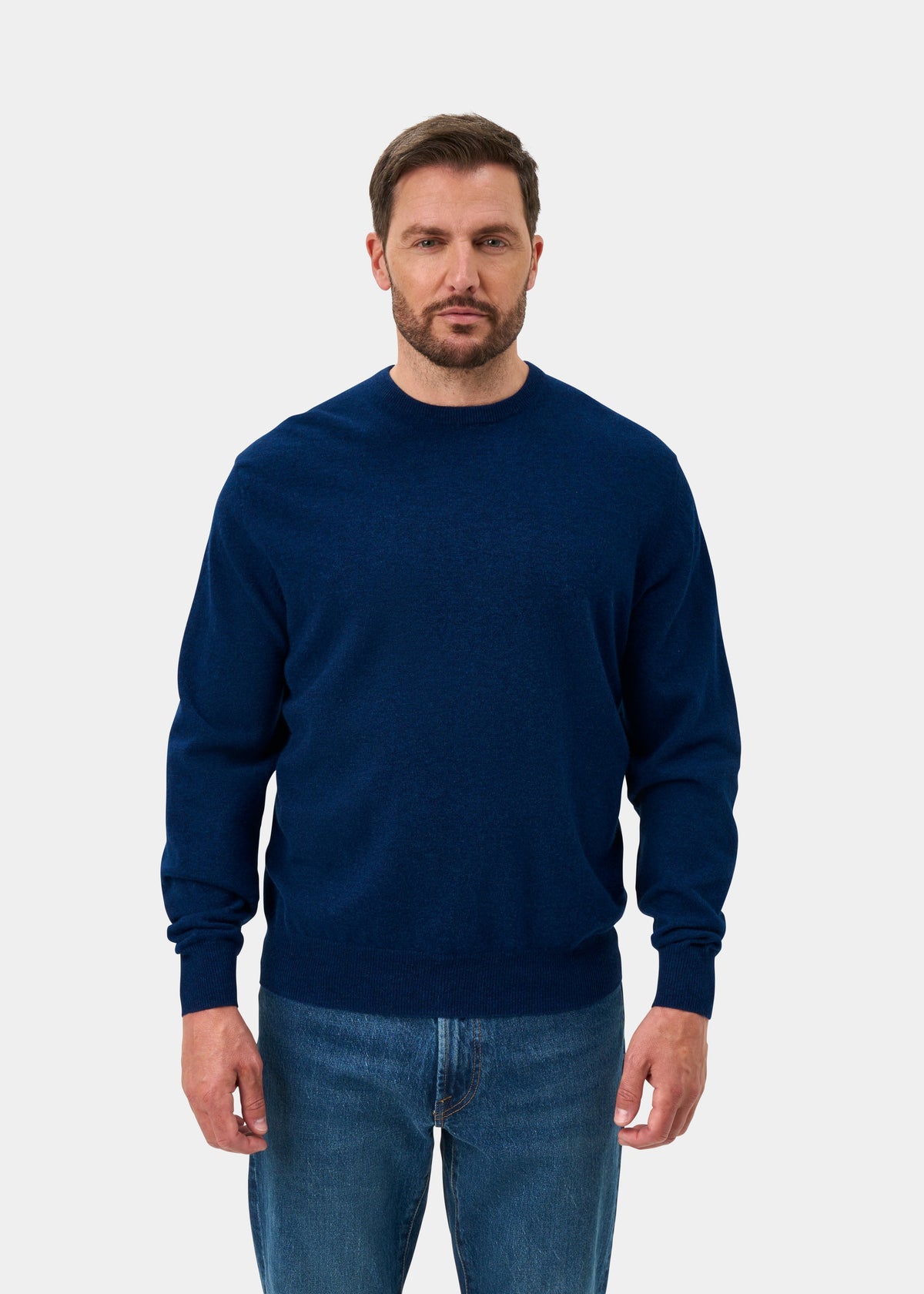 Brisbane Geelong Wool Crew Neck Jumper In Indigo - Regular Fit