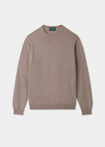Men's Geelong Wool Crew Neck Jumper in Mushroom
