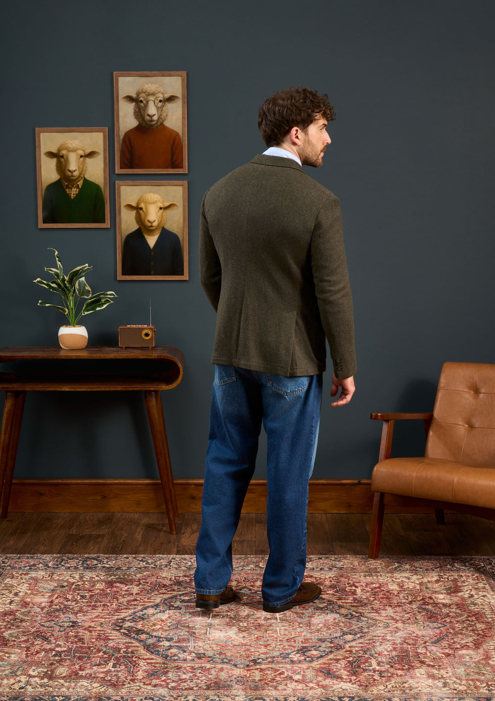 Mens-Knitted-Blazer-Olive