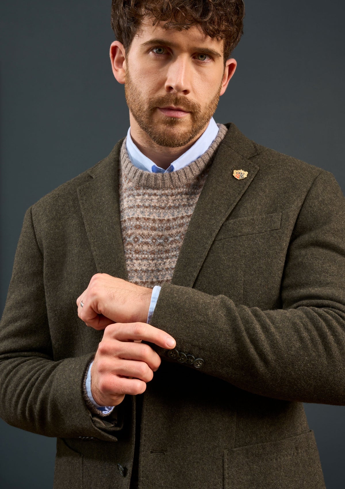 Mens-Knitted-Blazer-Olive