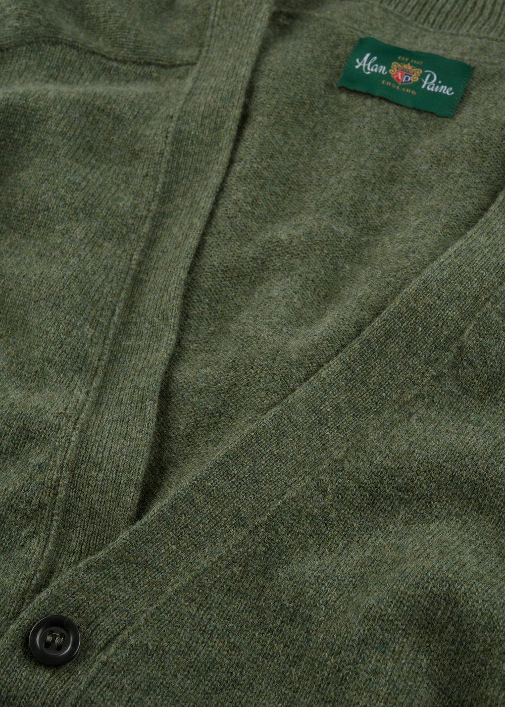 Men's Lambswool Vee Neck Cardigan Jumper in Landscape