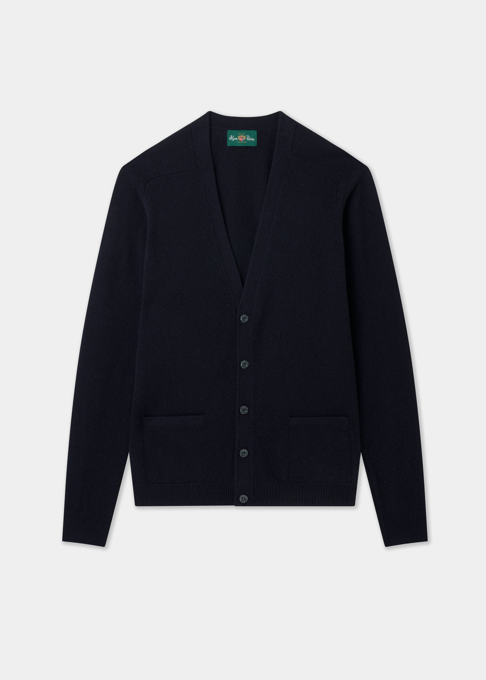 Men's Lambswool Vee Neck Cardigan Jumper in Navy