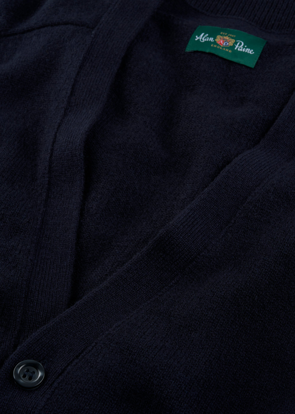 Men's Lambswool Vee Neck Cardigan Jumper in Navy